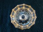 Chicken waterer, amber glass, two-piece, base only.  Was sold to me as a chicken waterer, but I'm doubtful that it is a waterer.