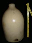 Chicken waterer, stoneware, salt glaze, hand-thrown, two-piece, top piece only, perforated bottom and exit hole, 2 gallon,  Mark: 'West Troy Pottery N.Y. 2'