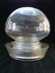 Chicken waterer, glass, two-piece.  Mark on top: 'Sana Fount'.  Mark on base: 'Anderson Box Co. Indpls Ind. No. 540 for No. 1541 and No. 1542 Patt. Applied For'