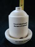 Chicken waterer, model, stoneware?, Bristol-like glaze, two-piece fused to one, Mark:  'Collectors of Illinois Pottery & Stoneware, 15th Annual Convention, October 23 & 24, 1996, East Peoria, Illinois', plus maker's mark on bottom.