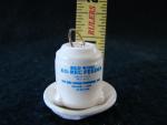 Chicken waterer, model, stoneware, two-piece, open bottom, wire bail handle, Bristol glaze,